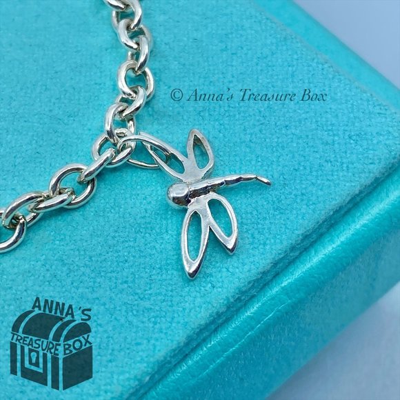 Tiffany & Co. 925 Silver Dragonfly Butterfly Turtle Firefly 7.25" Bracelet (pch) - Picture 5 of 9